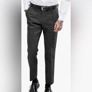 Vintage Men's Tweed Dress Suit Pants Thick Wool Pleated Front Trousers